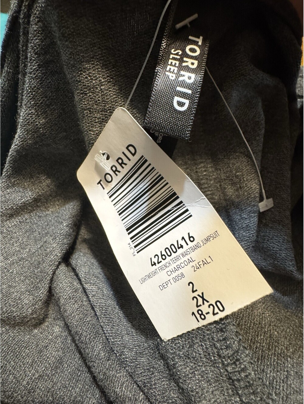 Torrid Sleep Jumpsuit Womens 2 18-20 Charcoal French Terry Lounge NWT Plus - Picture 6 of 10